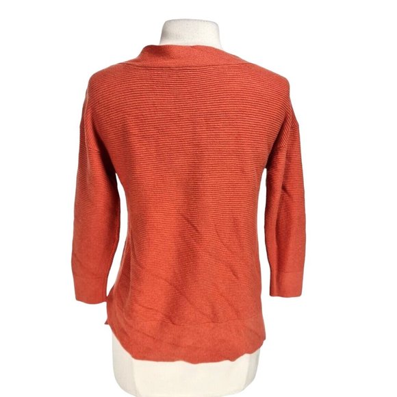 WHITE HOUSE BLACK MARKET Womens V-Neck Sweater Size S Burnt Orange Long SLV 155P - Picture 3 of 5